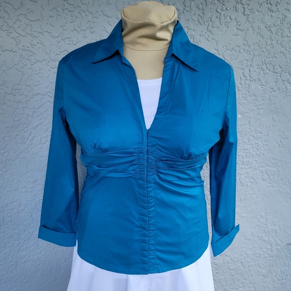 Cotton stretch NWT Y2K XL Blue shirt Winter Holiday Christmas - Picture 6 of 11